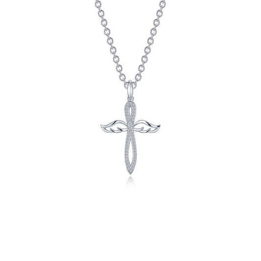 0.74 CTW Angel Wings Cross Necklace