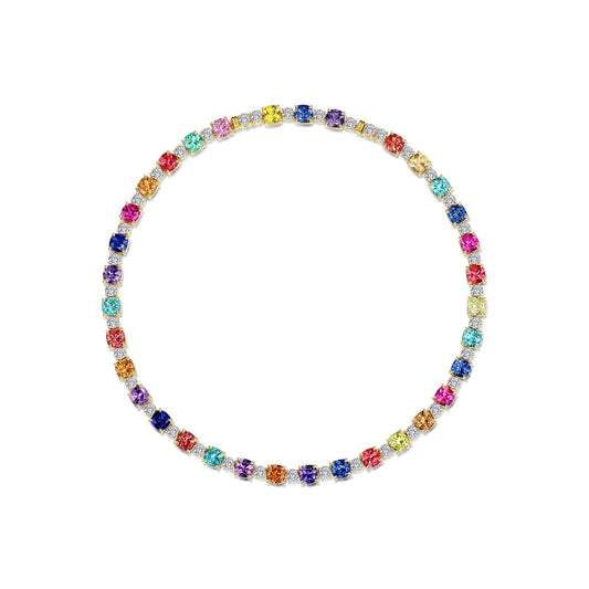 79.96 CTW Fancy Lab-Grown Sapphire Tennis Choker Necklace