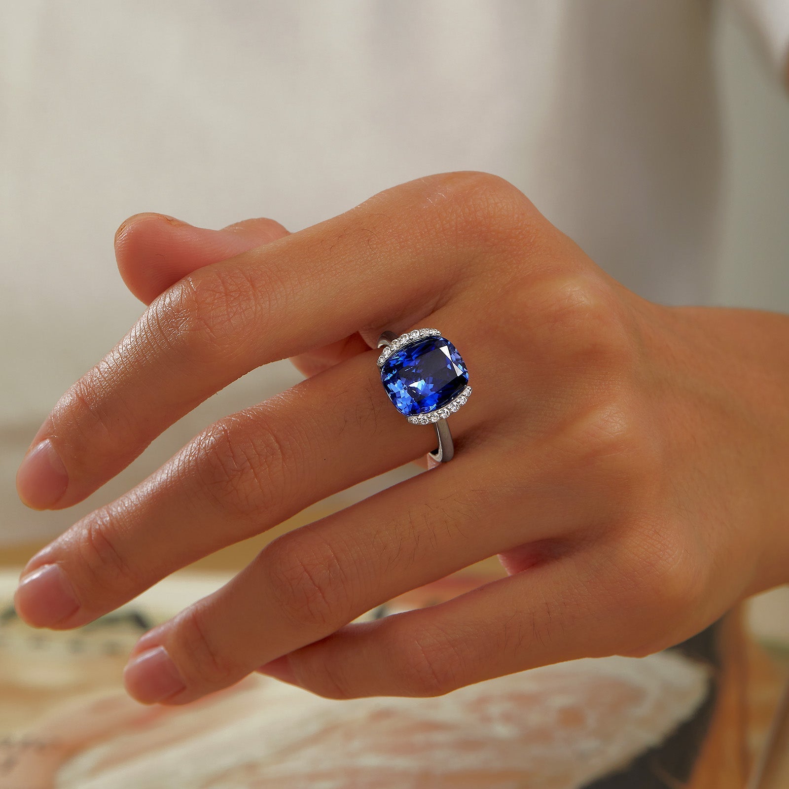 Fancy Lab-Grown Sapphire Ring