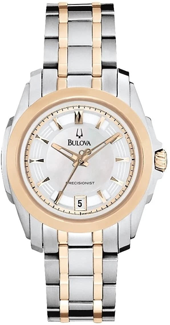 Bulova Precisionist Japanese Quartz (Battery-Powered) White Mother-of-Pearl Dial Watch 98M106