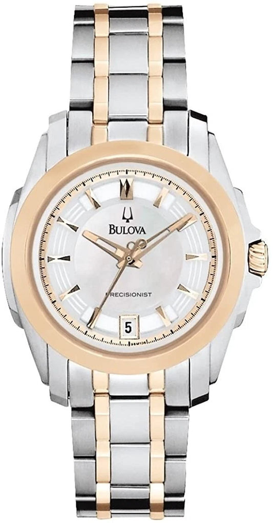 Bulova Precisionist Japanese Quartz (Battery-Powered) White Mother-of-Pearl Dial Watch 98M106