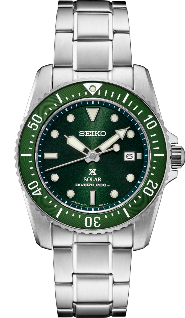 Seiko Prospex Solar Diver Collection Green Dial Watch-SNE583