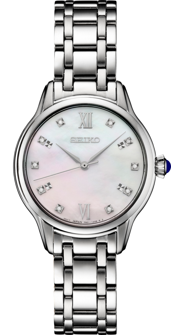 Seiko Diamonds Quartz White Mother of Pearl Watch-SRZ537