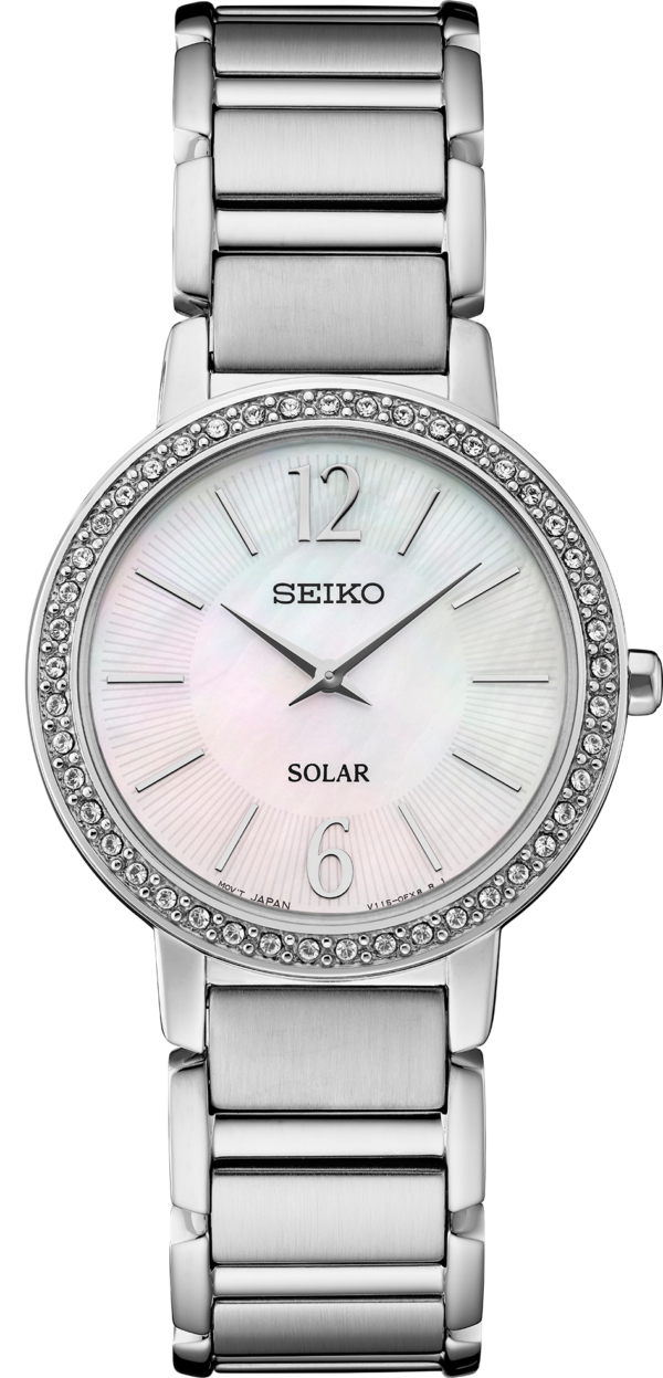 Seiko Essentials Solar Mother of Pearl Dial Women's Watch-SUP467