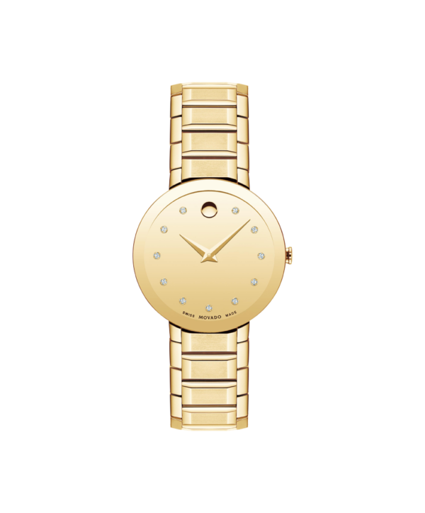 Movado Sapphire 28mm yellow gold PVD-finished stainless steel