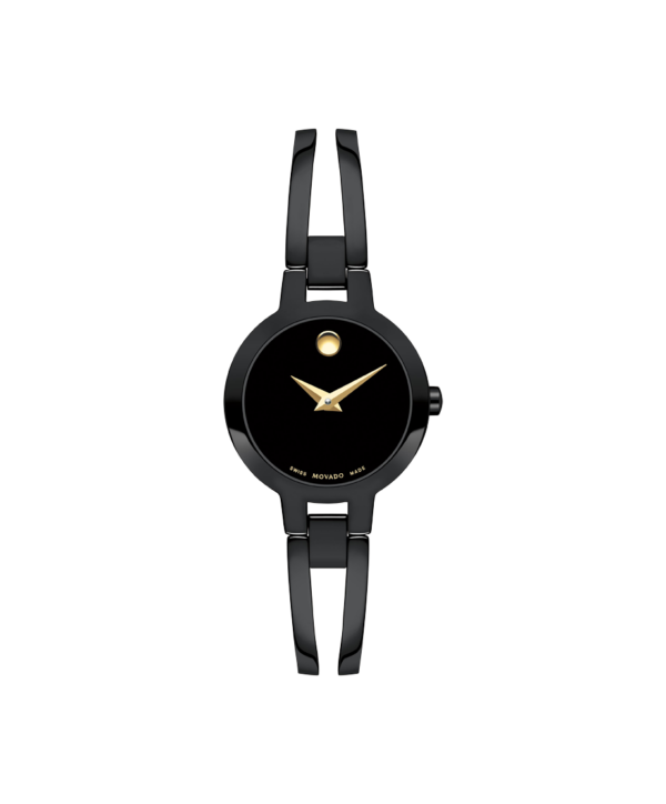Movado Amorosa Watch In Black PVD-Finished Bangle Bracelet