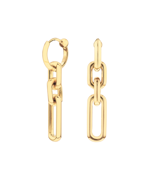 Movado Faceted Chain Huggie Earrings Gold Plated