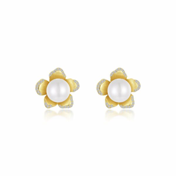 Cultured Freshwater Pearl Flower Earrings E0589PLG00