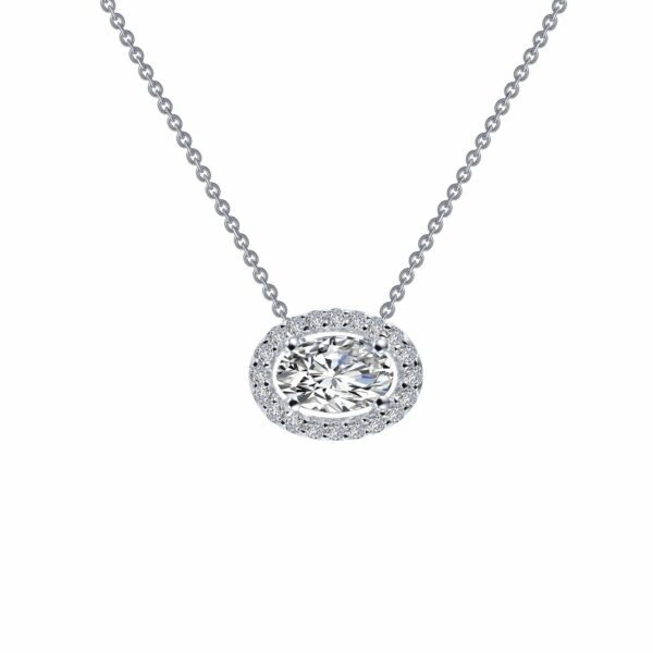 0.63 CTW Oval Halo Necklace N0103CLP18