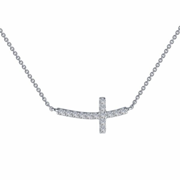 Sideways Curved Cross Necklace N0140CLP18