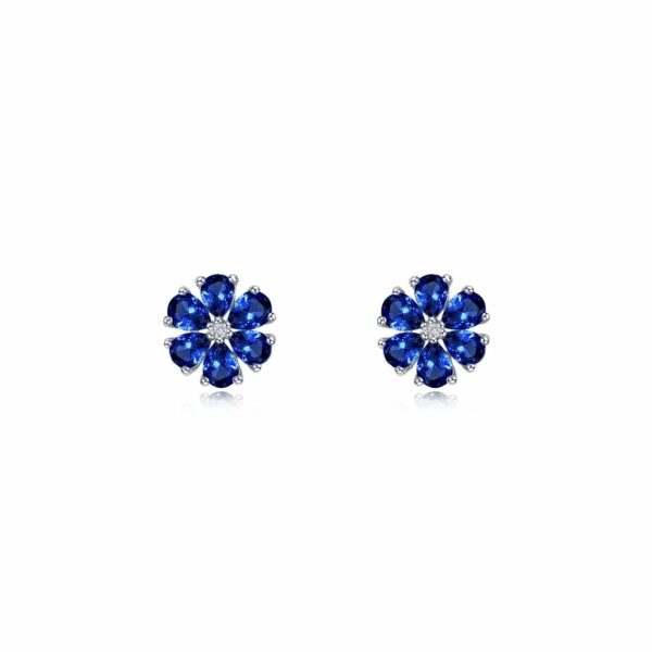 Fancy Lab-Grown Sapphire Flower Stud Earrings SYE030SP00