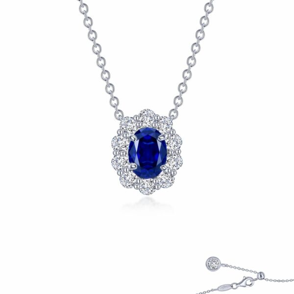Fancy Lab-Grown Sapphire Halo Necklace SYN013SP20